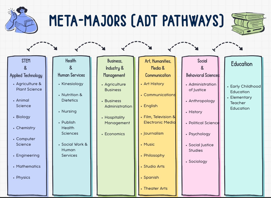 Majors chart, displays ADT pathways